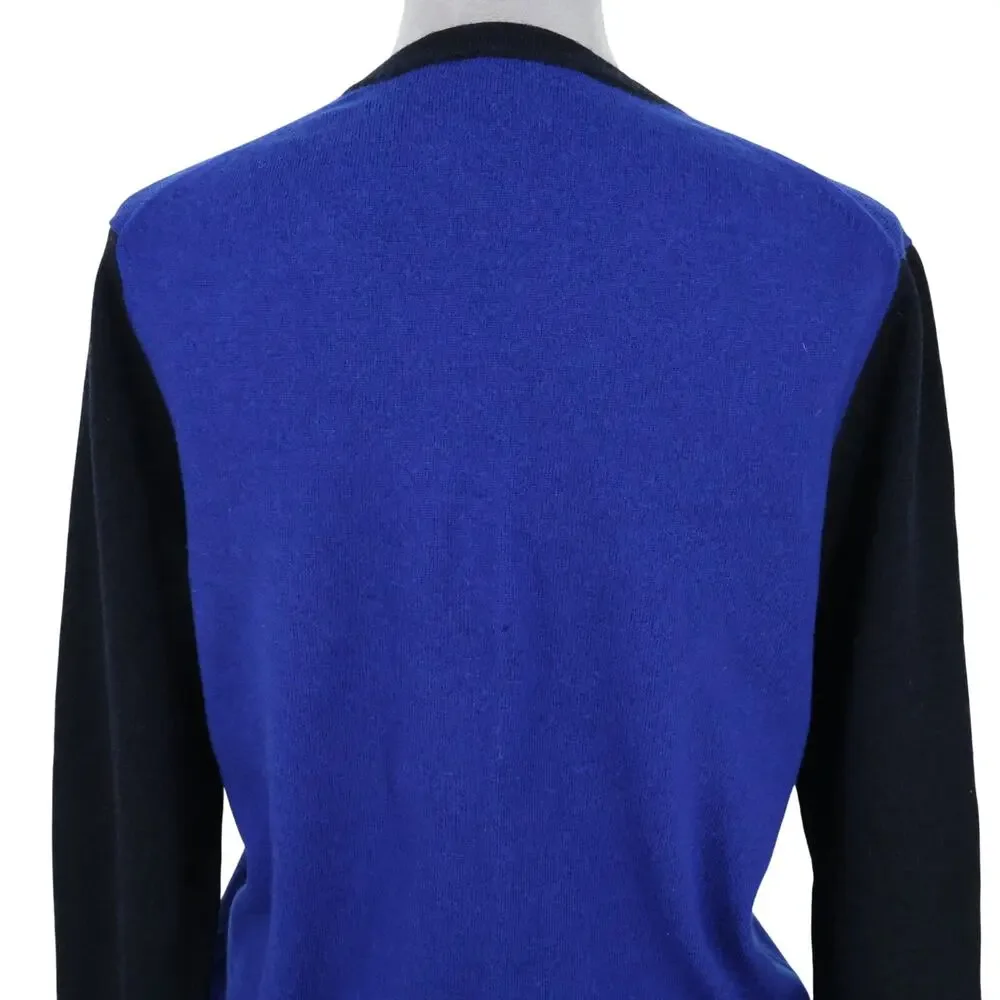 Express Sweater Womens Medium Blue Black Extra Fine Merino Wool Pullover